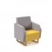 Encore² low back 1 seater sofa 600mm wide with wooden sled frame - lifetime yellow seat with forecast grey back