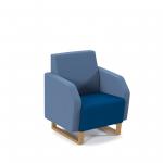Encore low back 1 seater sofa 600mm wide with wooden sled frame - maturity blue seat with range blue back ENC01L-WF-MB-RB