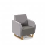 Encore low back 1 seater sofa 600mm wide with wooden sled frame - present grey seat with forecast grey back ENC01L-WF-PG-FG