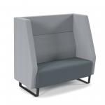 Encore high back 2 seater sofa 1200mm wide with black sled frame - elapse grey seat with late grey back and arms ENC02H-MF-EG-LG