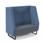 Encore high back 2 seater sofa 1200mm wide with black sled frame - elapse grey seat with range blue back ENC02H-MF-EG-RB