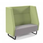 Encore high back 2 seater sofa 1200mm wide with black sled frame - forecast grey seat with endurance green back ENC02H-MF-FG-EN