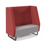 Encore high back 2 seater sofa 1200mm wide with black sled frame - forecast grey seat with extent red back ENC02H-MF-FG-ER