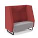 Encore² high back 2 seater sofa 1200mm wide with black sled frame - forecast grey seat with extent red back