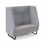 Encore high back 2 seater sofa 1200mm wide with black sled frame - forecast grey seat with late grey back ENC02H-MF-FG-LG