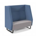 Encore high back 2 seater sofa 1200mm wide with black sled frame - forecast grey seat with range blue back ENC02H-MF-FG-RB