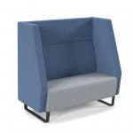 Encore high back 2 seater sofa 1200mm wide with black sled frame - late grey seat with range blue back and arms ENC02H-MF-LG-RB