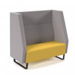 Encore high back 2 seater sofa 1200mm wide with black sled frame - lifetime yellow seat with forecast grey back ENC02H-MF-LY-FG