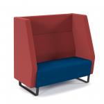 Encore high back 2 seater sofa 1200mm wide with black sled frame - maturity blue seat with extent red back ENC02H-MF-MB-ER