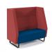 Encore² high back 2 seater sofa 1200mm wide with black sled frame - maturity blue seat with extent red back