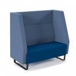 Encore high back 2 seater sofa 1200mm wide with black sled frame - maturity blue seat with range blue back ENC02H-MF-MB-RB