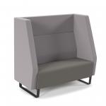 Encore high back 2 seater sofa 1200mm wide with black sled frame - present grey seat with forecast grey back ENC02H-MF-PG-FG
