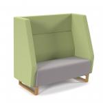Encore high back 2 seater sofa 1200mm wide with wooden sled frame - forecast grey seat with endurance green back ENC02H-WF-FG-EN