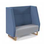 Encore high back 2 seater sofa 1200mm wide with wooden sled frame - late grey seat with range blue back and arms ENC02H-WF-LG-RB