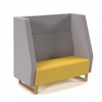 Encore high back 2 seater sofa 1200mm wide with wooden sled frame - lifetime yellow seat with forecast grey back ENC02H-WF-LY-FG
