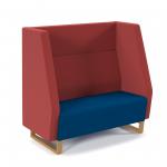 Encore high back 2 seater sofa 1200mm wide with wooden sled frame - maturity blue seat with extent red back ENC02H-WF-MB-ER