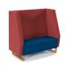 Encore² high back 2 seater sofa 1200mm wide with wooden sled frame - maturity blue seat with extent red back