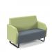 Encore² low back 2 seater sofa 1200mm wide with black sled frame - elapse grey seat with endurance green back