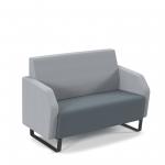 Encore low back 2 seater sofa 1200mm wide with black sled frame - elapse grey seat with late grey back and arms ENC02L-MF-EG-LG