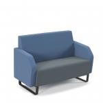 Encore low back 2 seater sofa 1200mm wide with black sled frame - elapse grey seat with range blue back ENC02L-MF-EG-RB