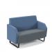 Encore² low back 2 seater sofa 1200mm wide with black sled frame - elapse grey seat with range blue back