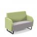 Encore² low back 2 seater sofa 1200mm wide with black sled frame - forecast grey seat with endurance green back