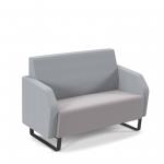 Encore low back 2 seater sofa 1200mm wide with black sled frame - forecast grey seat with late grey back ENC02L-MF-FG-LG