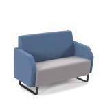 Encore low back 2 seater sofa 1200mm wide with black sled frame - forecast grey seat with range blue back ENC02L-MF-FG-RB