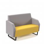 Encore low back 2 seater sofa 1200mm wide with black sled frame - lifetime yellow seat with forecast grey back ENC02L-MF-LY-FG