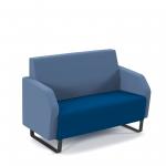 Encore low back 2 seater sofa 1200mm wide with black sled frame - maturity blue seat with range blue back ENC02L-MF-MB-RB