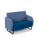 Encore² low back 2 seater sofa 1200mm wide with black sled frame - maturity blue seat with range blue back