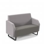 Encore low back 2 seater sofa 1200mm wide with black sled frame - present grey seat with forecast grey back ENC02L-MF-PG-FG
