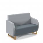 Encore low back 2 seater sofa 1200mm wide with wooden sled frame - elapse grey seat with late grey back and arms ENC02L-WF-EG-LG