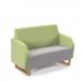 Encore² low back 2 seater sofa 1200mm wide with wooden sled frame - forecast grey seat with endurance green back