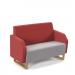 Encore² low back 2 seater sofa 1200mm wide with wooden sled frame - forecast grey seat with extent red back