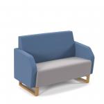 Encore low back 2 seater sofa 1200mm wide with wooden sled frame - forecast grey seat with range blue back ENC02L-WF-FG-RB
