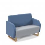 Encore low back 2 seater sofa 1200mm wide with wooden sled frame - late grey seat with range blue back and arms ENC02L-WF-LG-RB