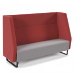 Encore high back 3 seater sofa 1800mm wide with black sled frame - forecast grey seat with extent red back ENC03H-MF-FG-ER