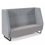 Encore high back 3 seater sofa 1800mm wide with black sled frame - forecast grey seat with late grey back ENC03H-MF-FG-LG