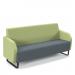 Encore² low back 3 seater sofa 1800mm wide with black sled frame - elapse grey seat with endurance green back