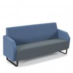 Encore low back 3 seater sofa 1800mm wide with black sled frame - elapse grey seat with range blue back ENC03L-MF-EG-RB