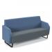 Encore² low back 3 seater sofa 1800mm wide with black sled frame - elapse grey seat with range blue back