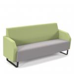 Encore low back 3 seater sofa 1800mm wide with black sled frame - forecast grey seat with endurance green back ENC03L-MF-FG-EN