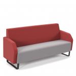 Encore low back 3 seater sofa 1800mm wide with black sled frame - forecast grey seat with extent red back ENC03L-MF-FG-ER