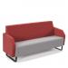 Encore² low back 3 seater sofa 1800mm wide with black sled frame - forecast grey seat with extent red back
