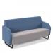 Encore² low back 3 seater sofa 1800mm wide with black sled frame - forecast grey seat with range blue back