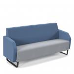 Encore low back 3 seater sofa 1800mm wide with black sled frame - late grey seat with range blue back ENC03L-MF-LG-RB