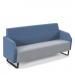 Encore² low back 3 seater sofa 1800mm wide with black sled frame - late grey seat with range blue back