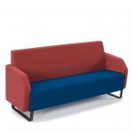 Encore low back 3 seater sofa 1800mm wide with black sled frame - maturity blue seat with extent red back ENC03L-MF-MB-ER