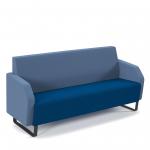 Encore low back 3 seater sofa 1800mm wide with black sled frame - maturity blue seat with range blue back ENC03L-MF-MB-RB
